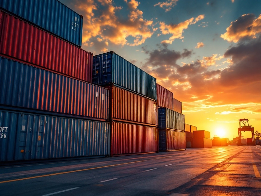 Infographic showing container price trends and trade flow changes in 2025 global market