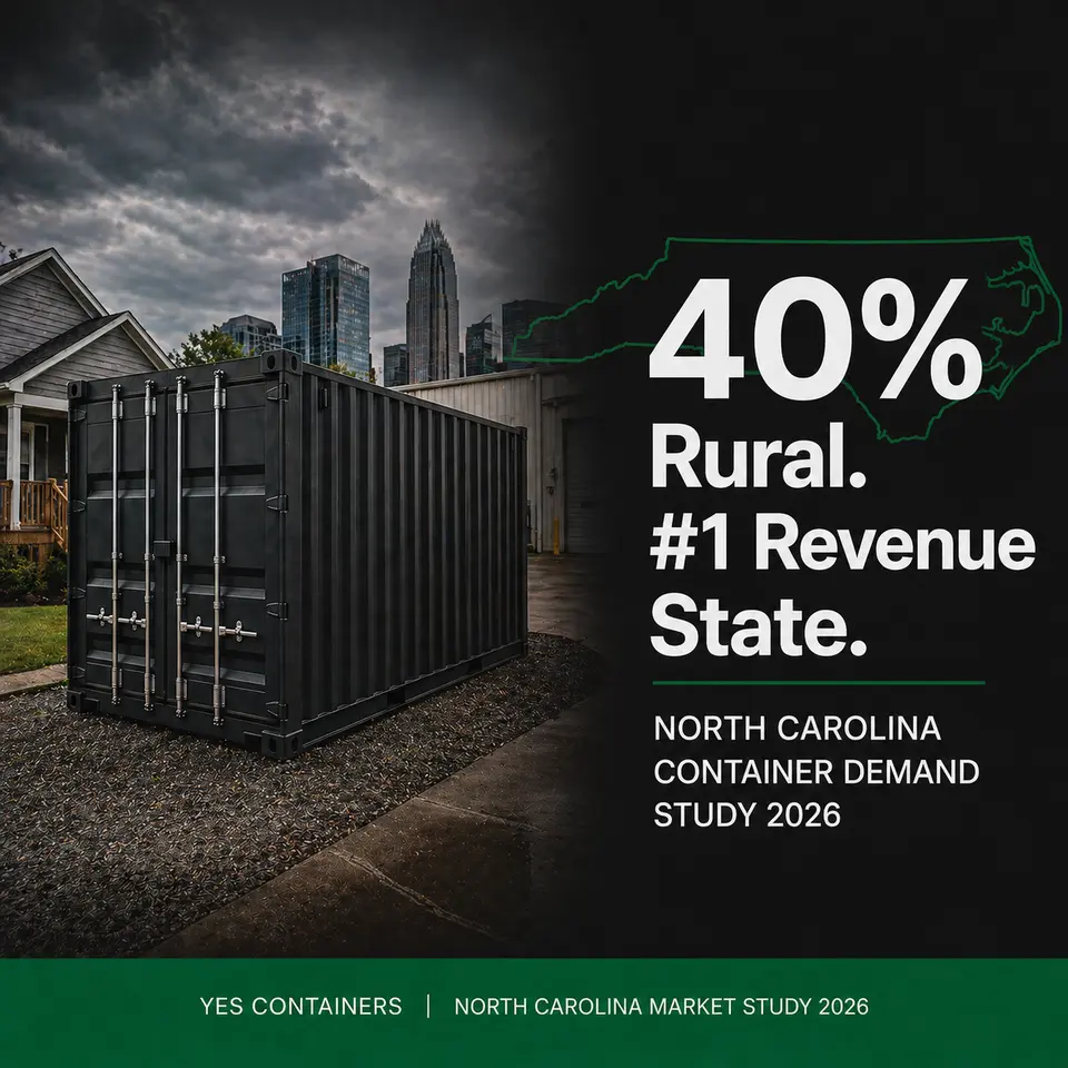 North Carolina shipping container demand study — Charlotte revenue data, rural county purchasing patterns, and South Carolina market comparison
