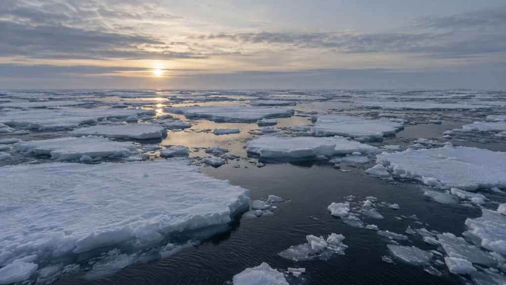 Arctic sea ice along the Northern Sea Route sailed by the Dubai Tower