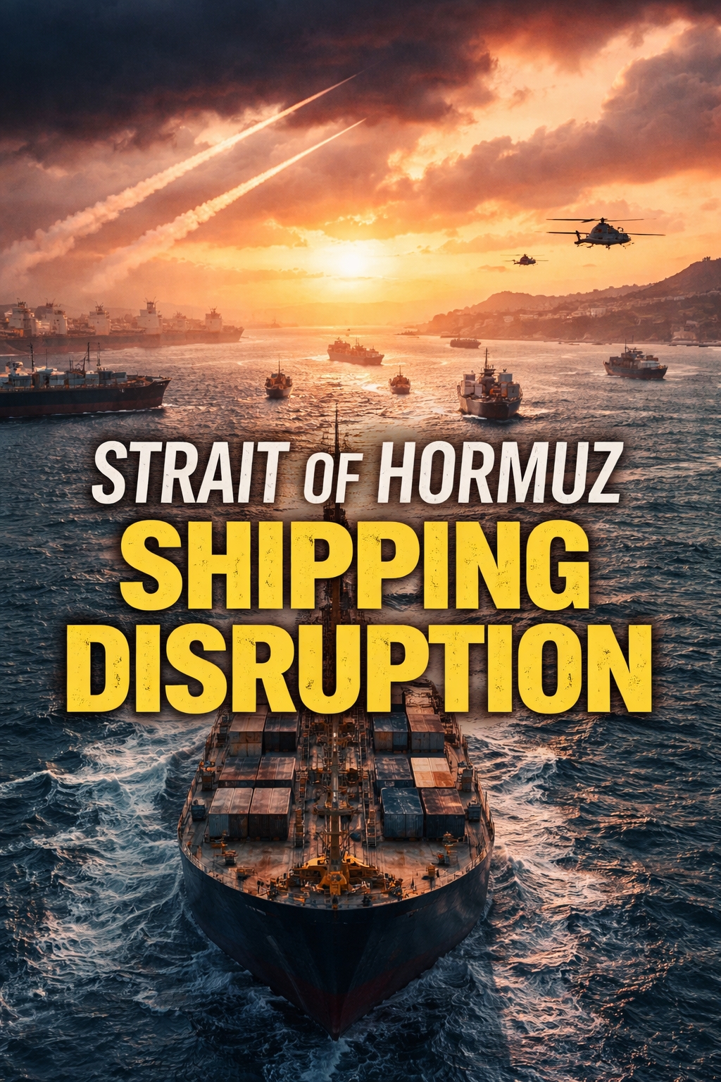 Strait of Hormuz shipping disruption affecting oil tankers and global maritime trade routes in the Middle East